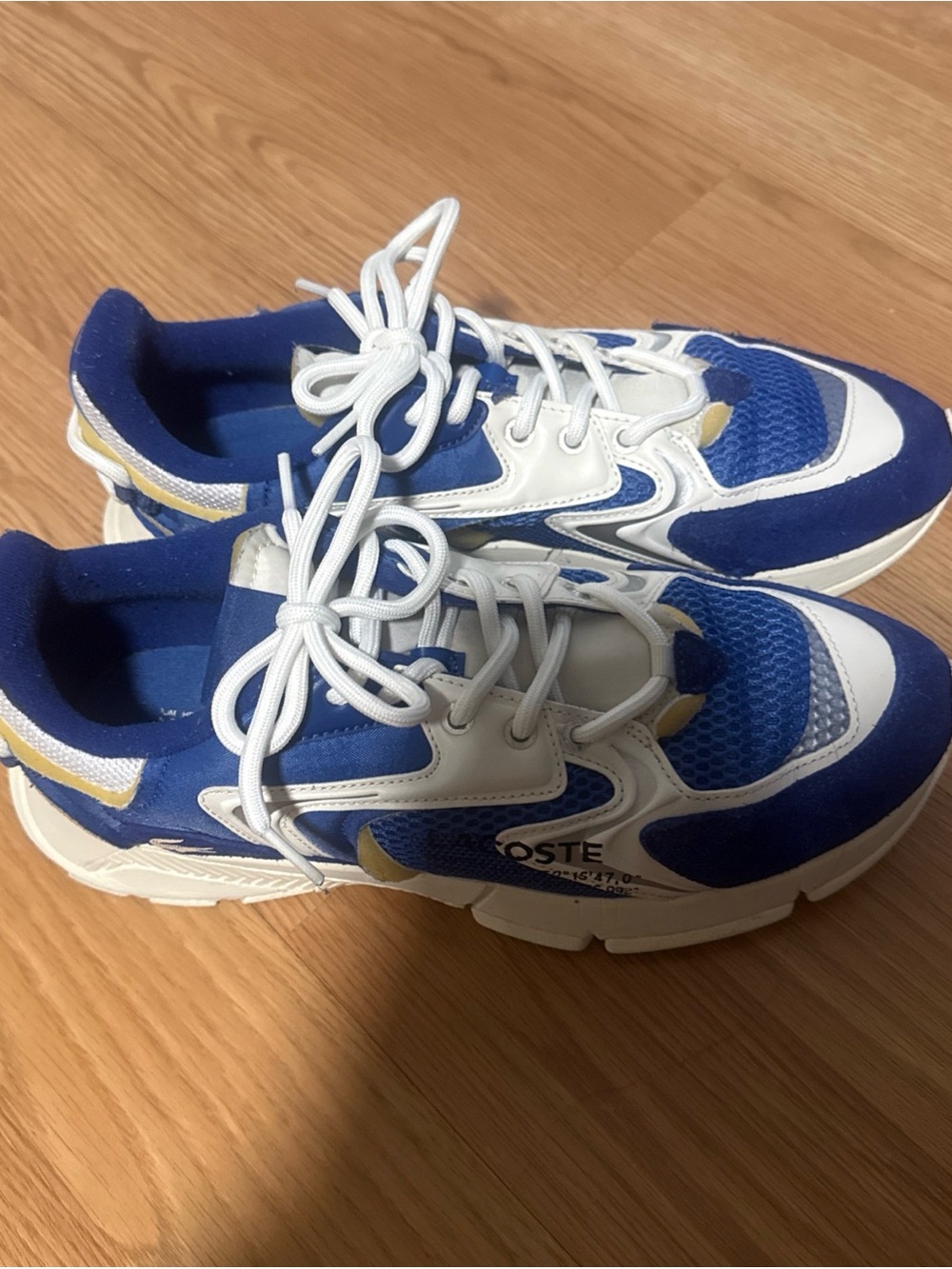 Lacoste Men's Sneakers L003 Neo Lace-up Sneakers Shoes Blue White Size 11 USED - Picture 4 of 16
